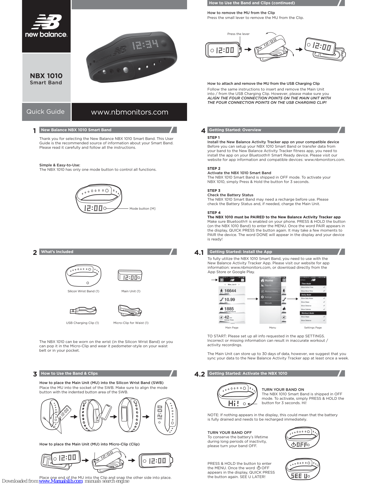 New Balance NBX 1010 Quick Manual