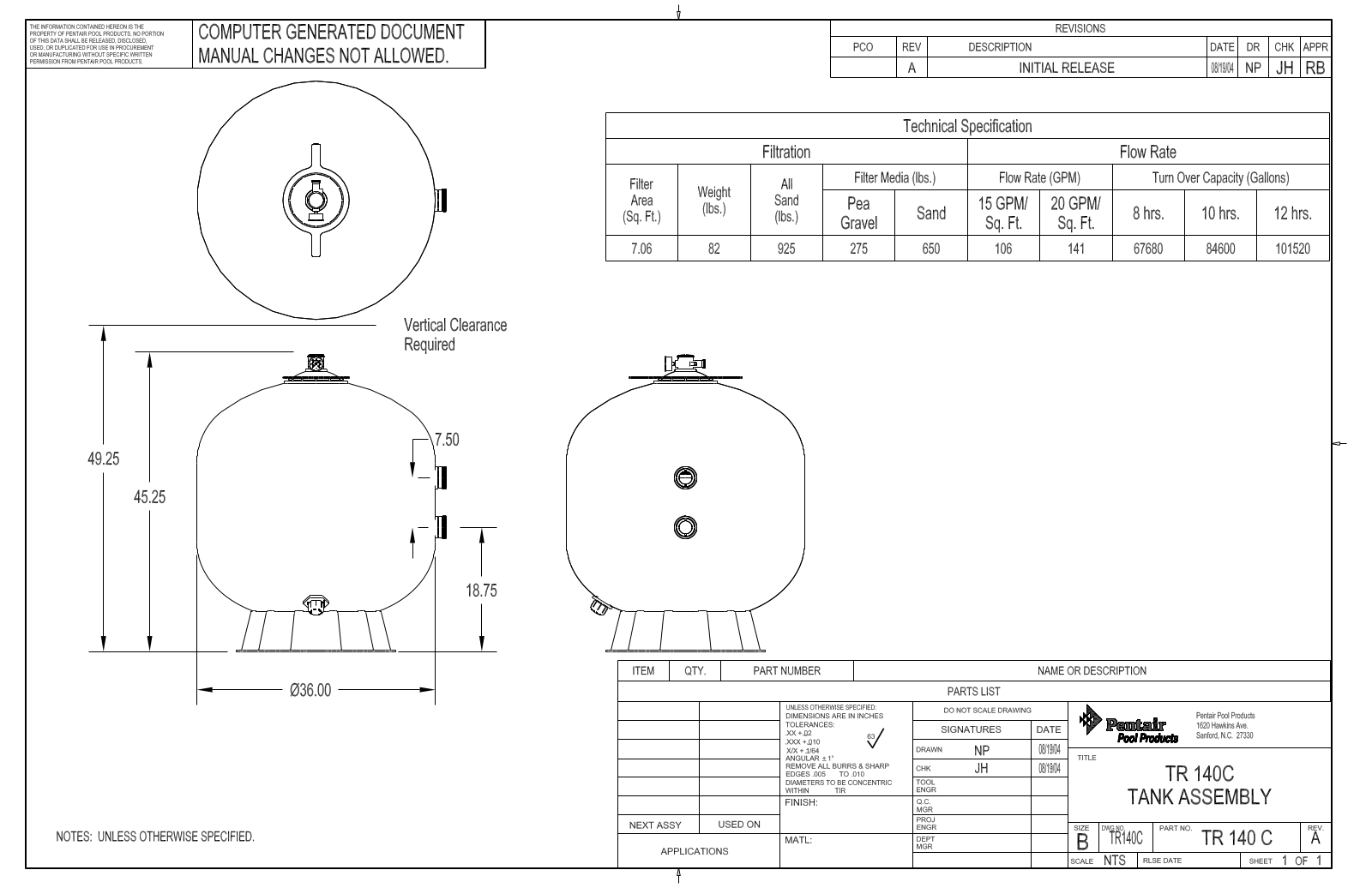 Sta-Rite TR 140C User Manual