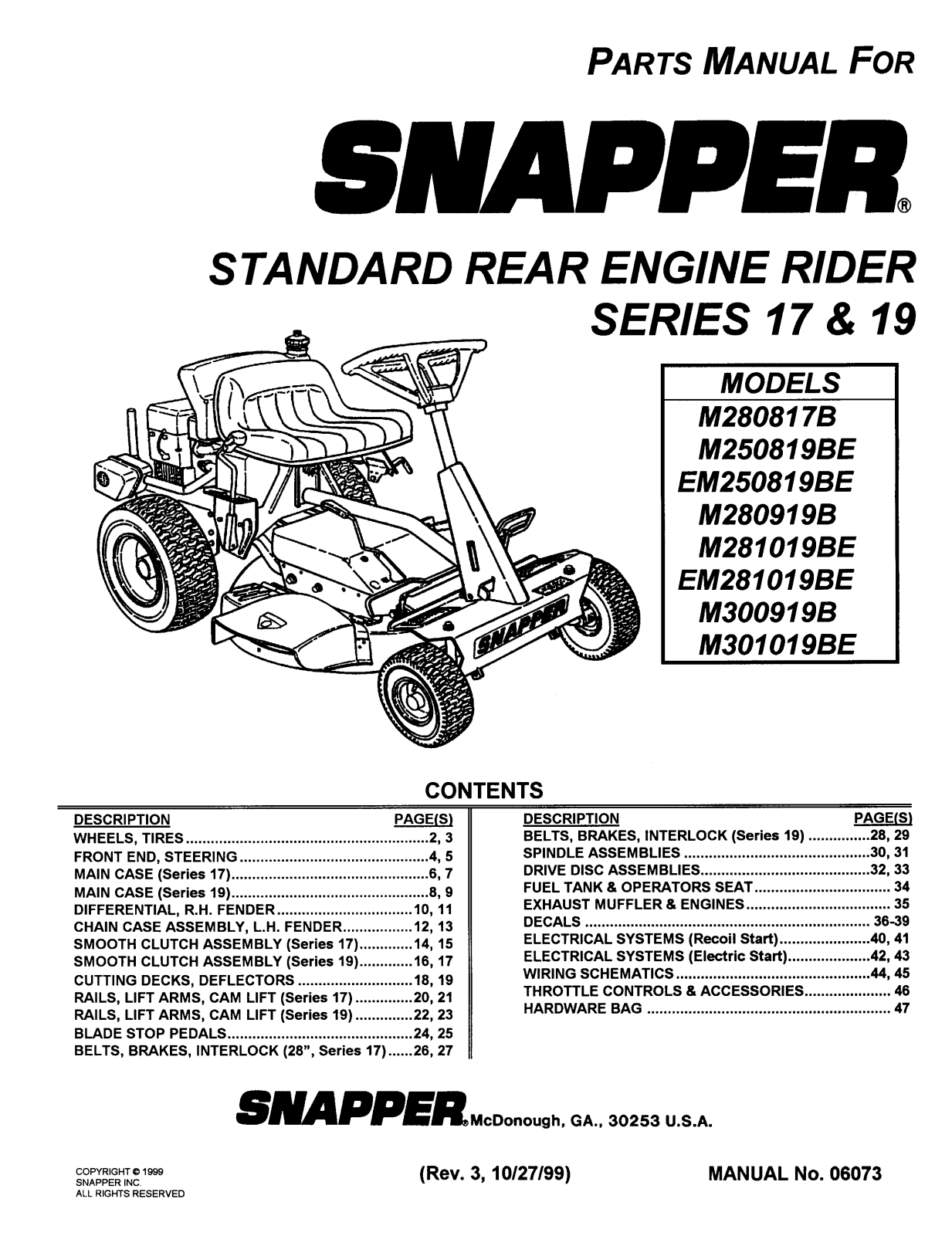 Snapper M301019B, M300919BE, M280817B User Manual