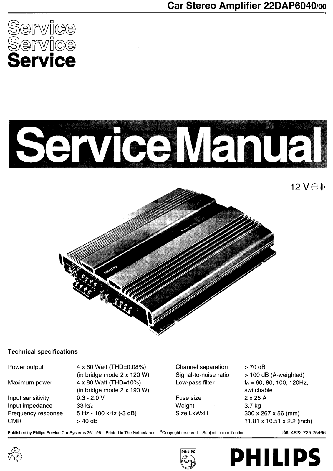 Philips DAP-6040 Service manual