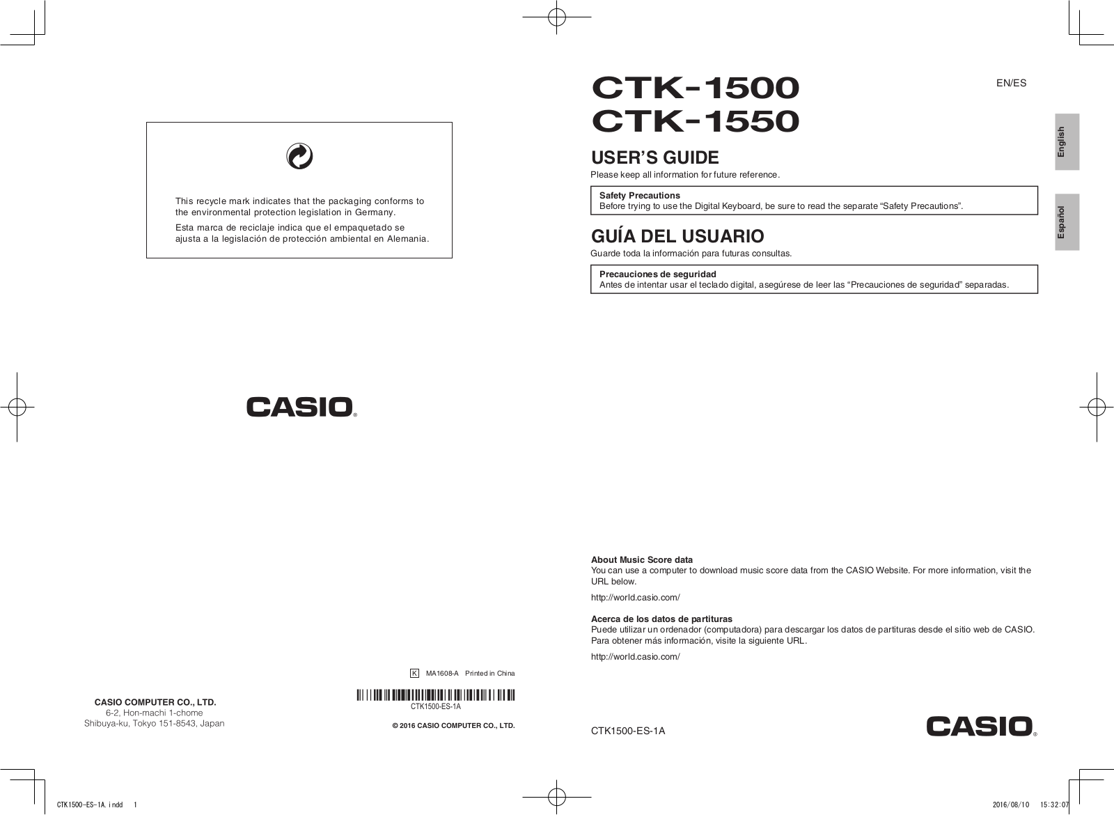 Casio CTK-1500, CTK-1550 User Manual