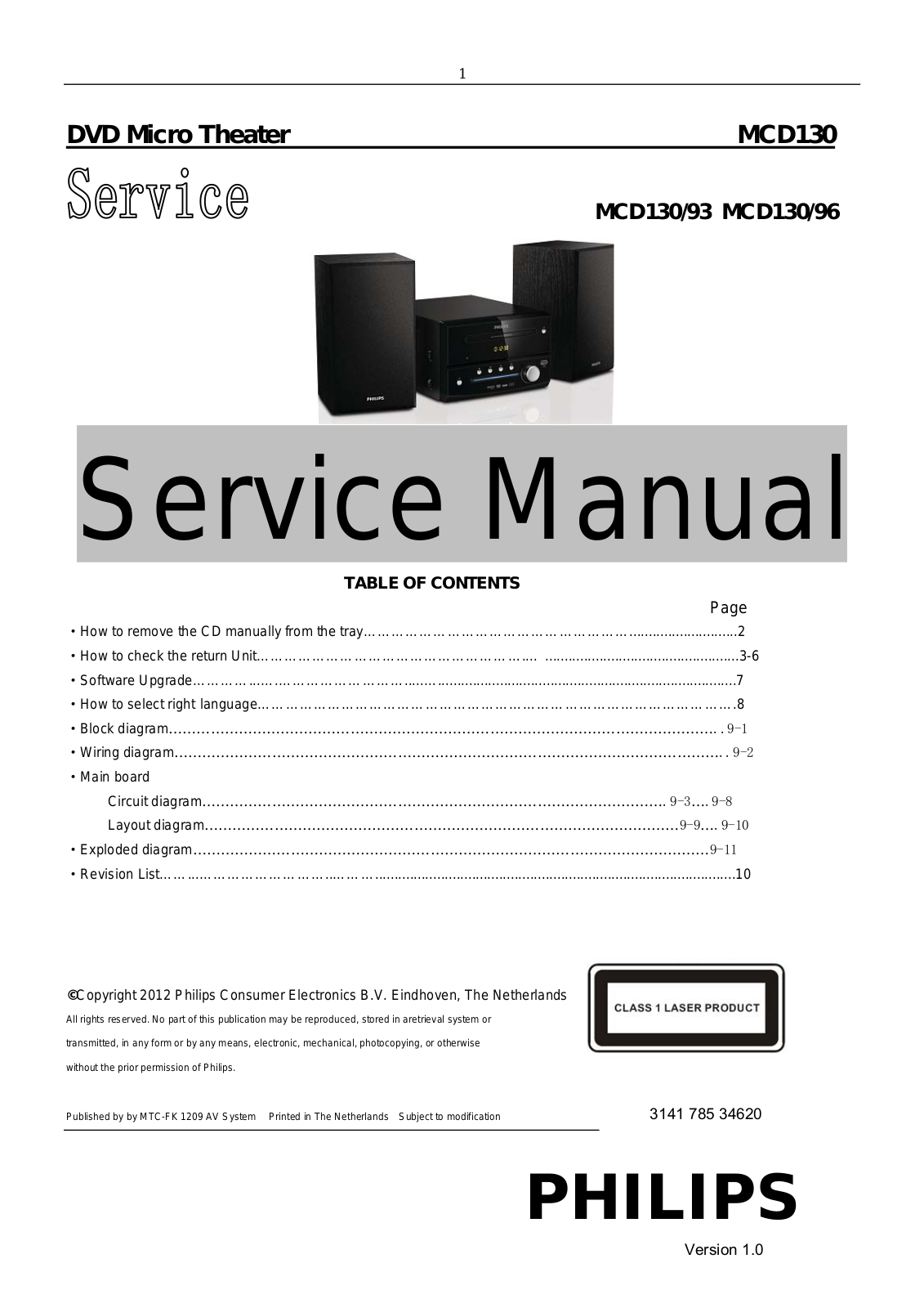 Philips MCD-130 Service Manual