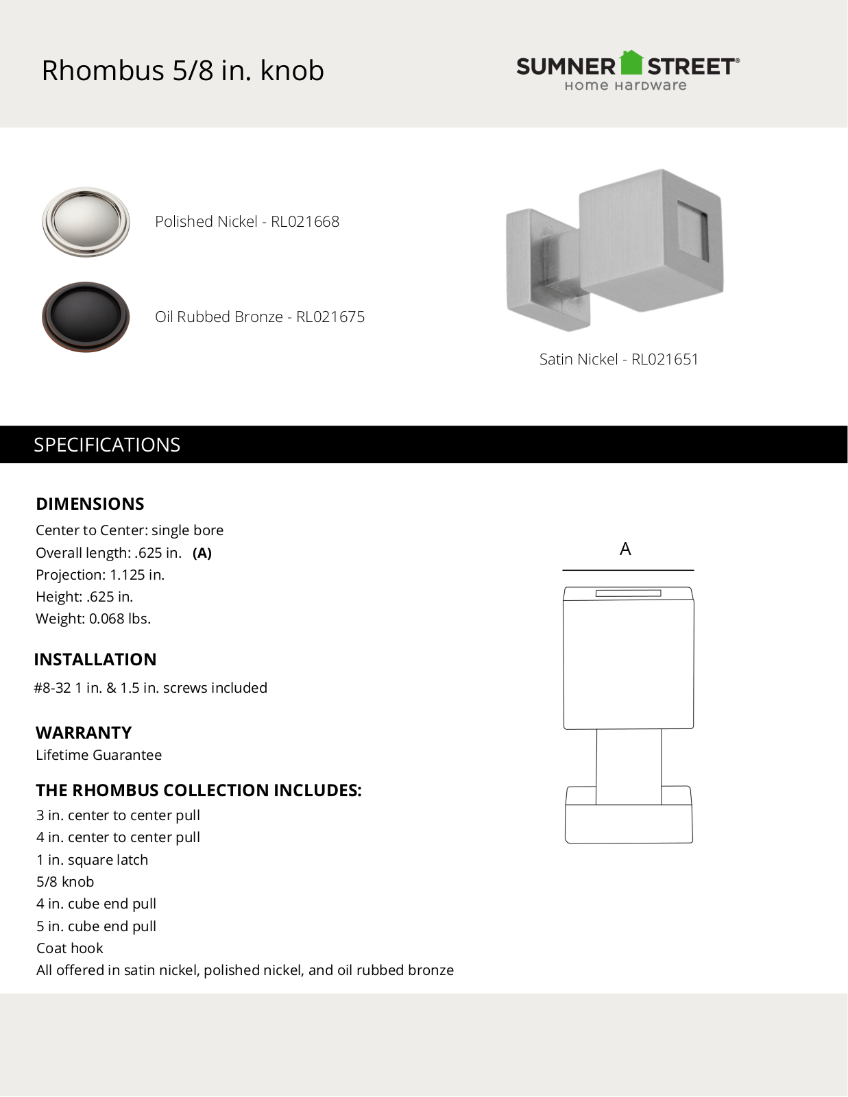 Sumner Street Home Hardware CTHD1105 Specifications - ManualMachine.com