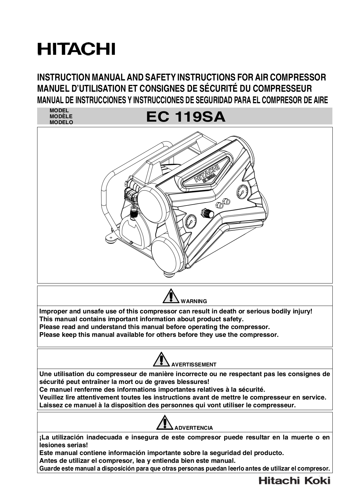 Hitachi EC 119SA User Manual