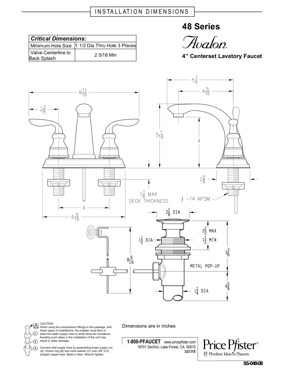 Pfister GT48-CB0K User Manual