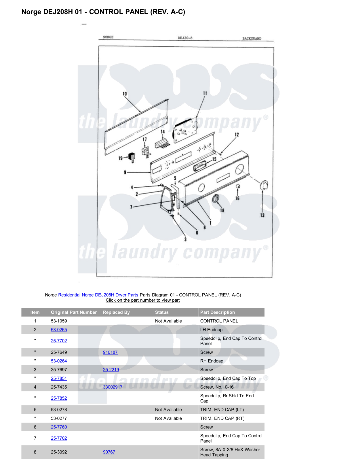 Norge DEJ208H Parts Diagram