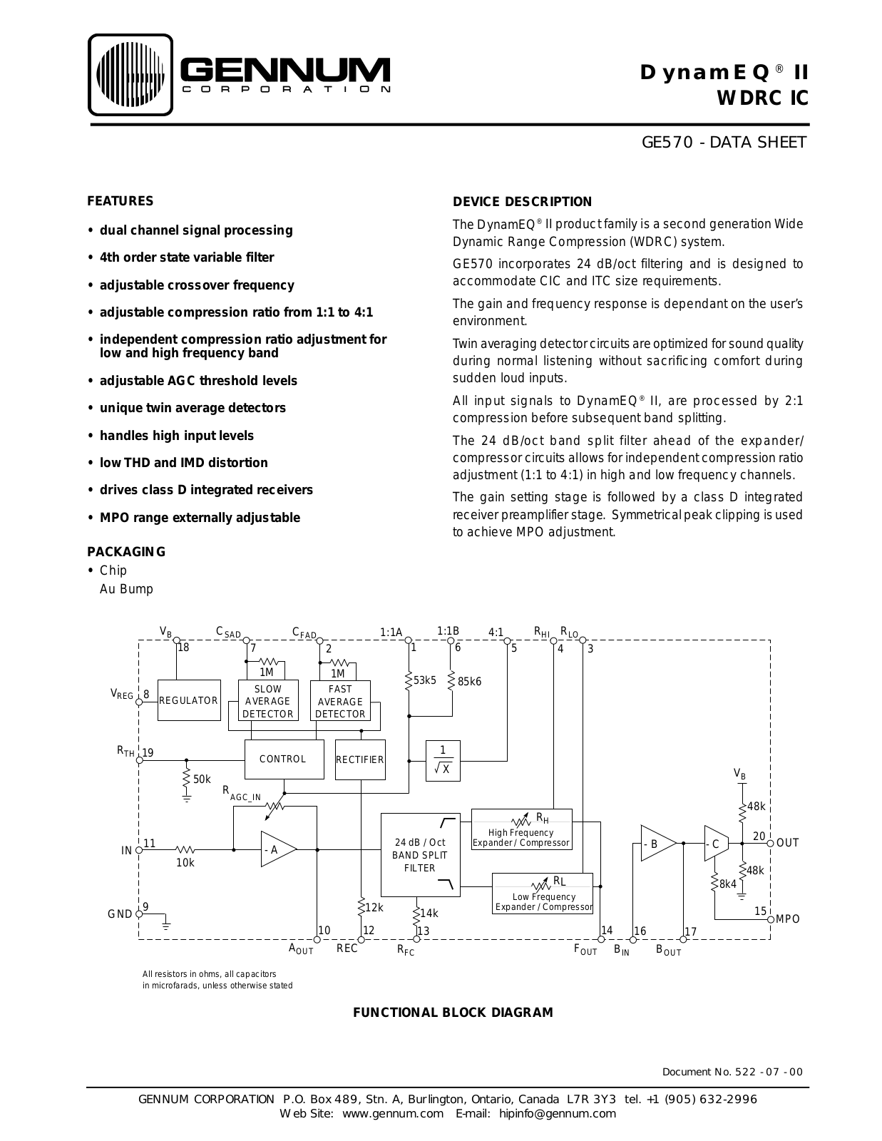 Gennum Corporation GE570 Datasheet