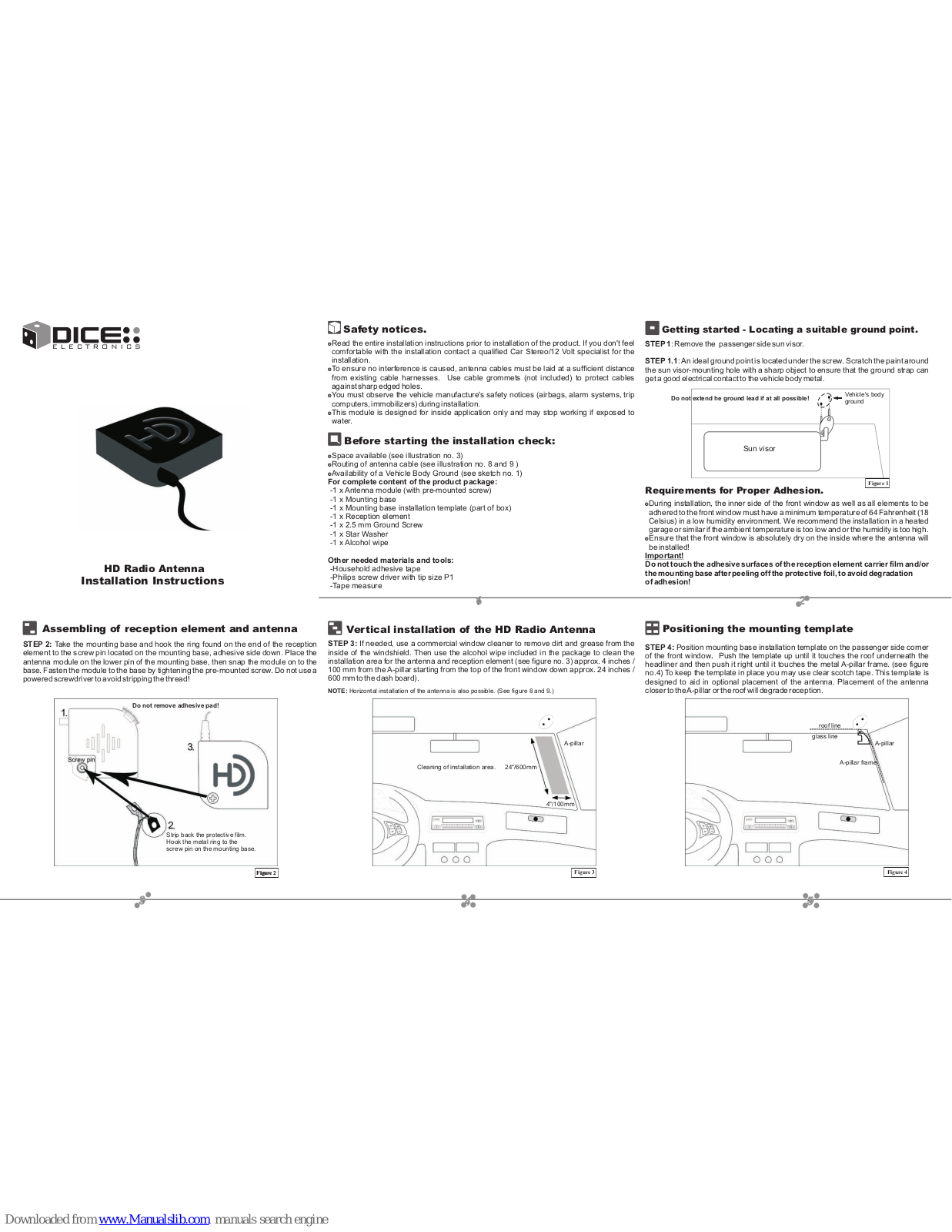 DICE HD Radio, HD Radio Antenna Installation Instructions Manual