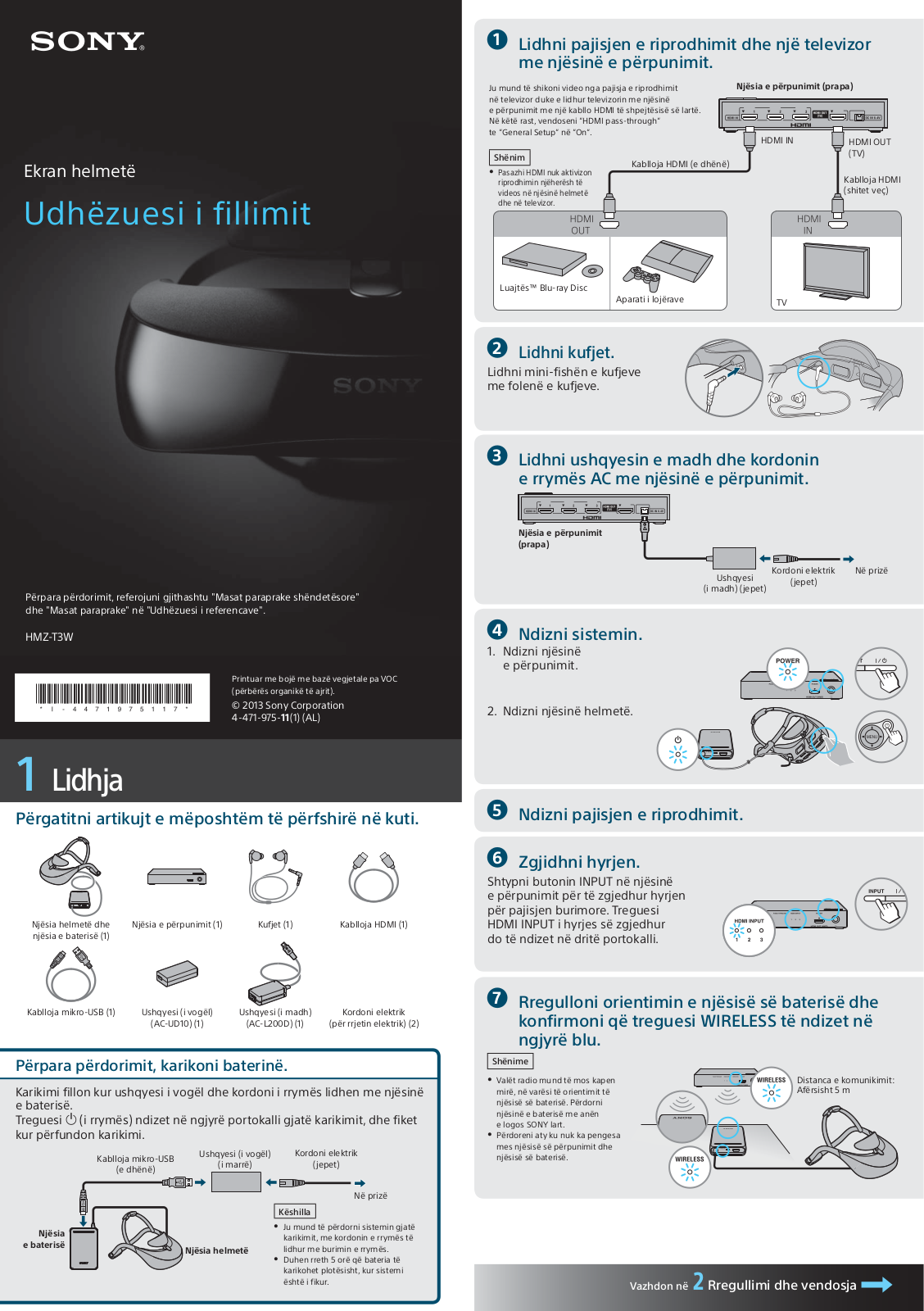 Sony HMZ-T3W Getting Started Guide