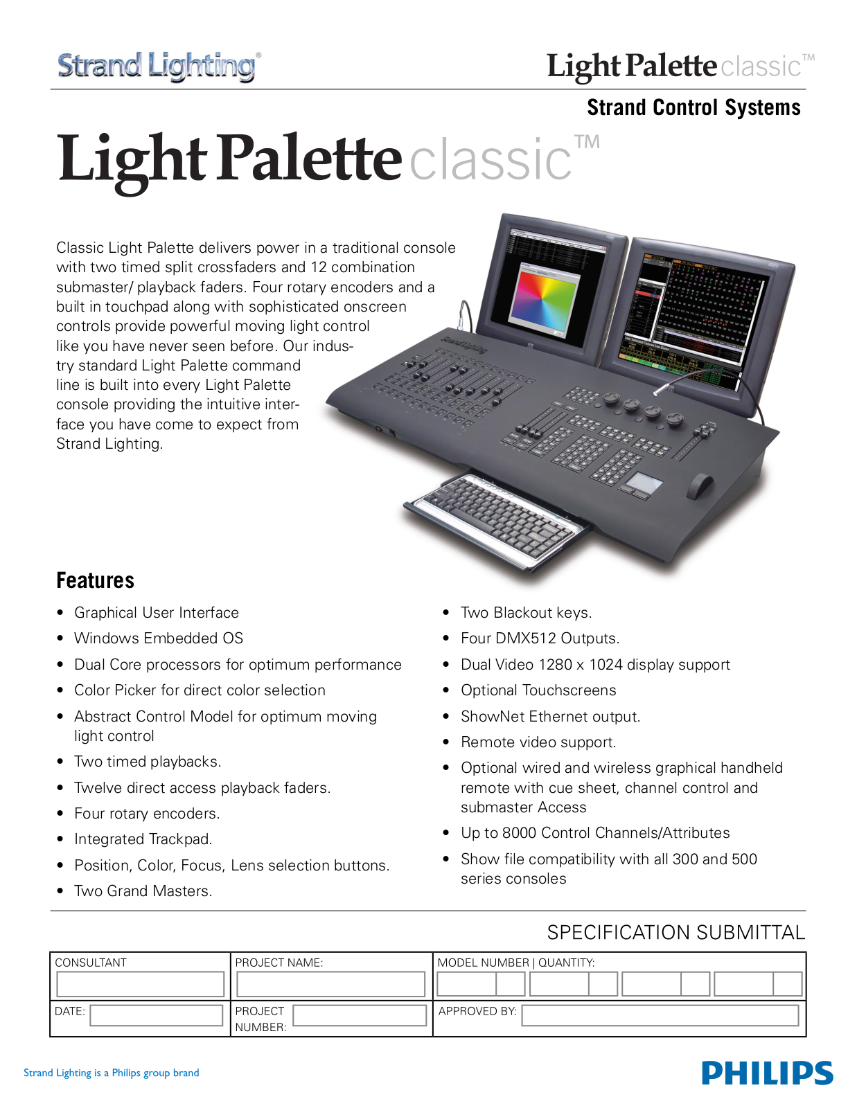 Strand LightPalette Classic Datasheet - ManualMachine.com