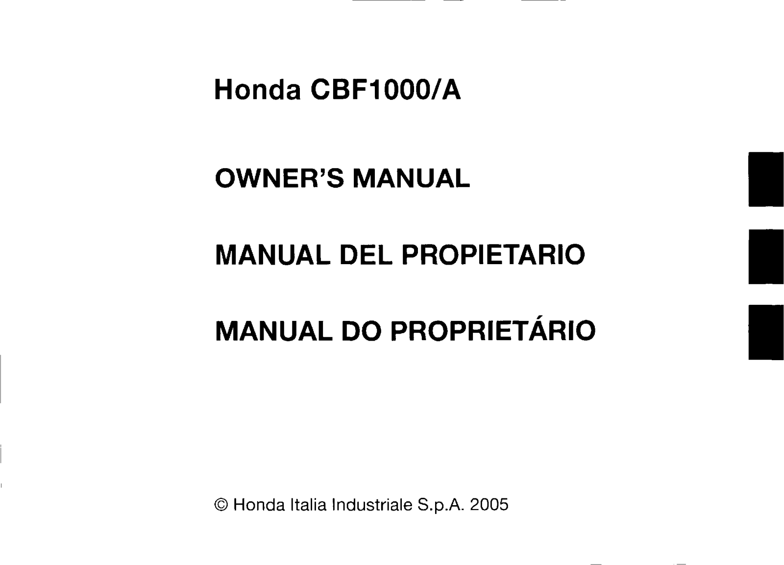 Honda CBF1000 A Owner's Manual