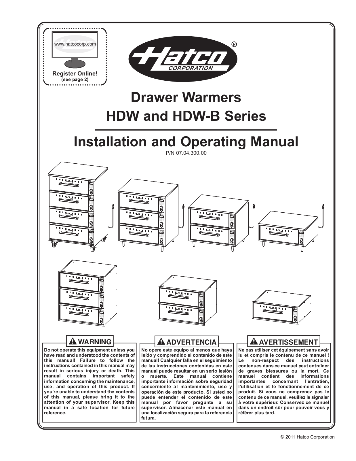 Hatco HDW Series, HDW-B Series Operation Manual