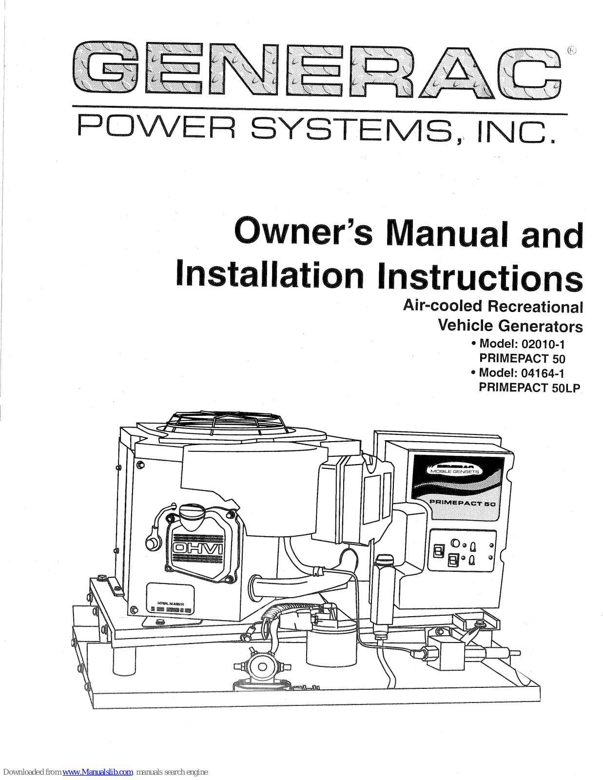 Generac Power Systems 02010-1, 04164-1, PRIMEPACT 50, PRIMAPACT 50LP Owners And Installation Manual