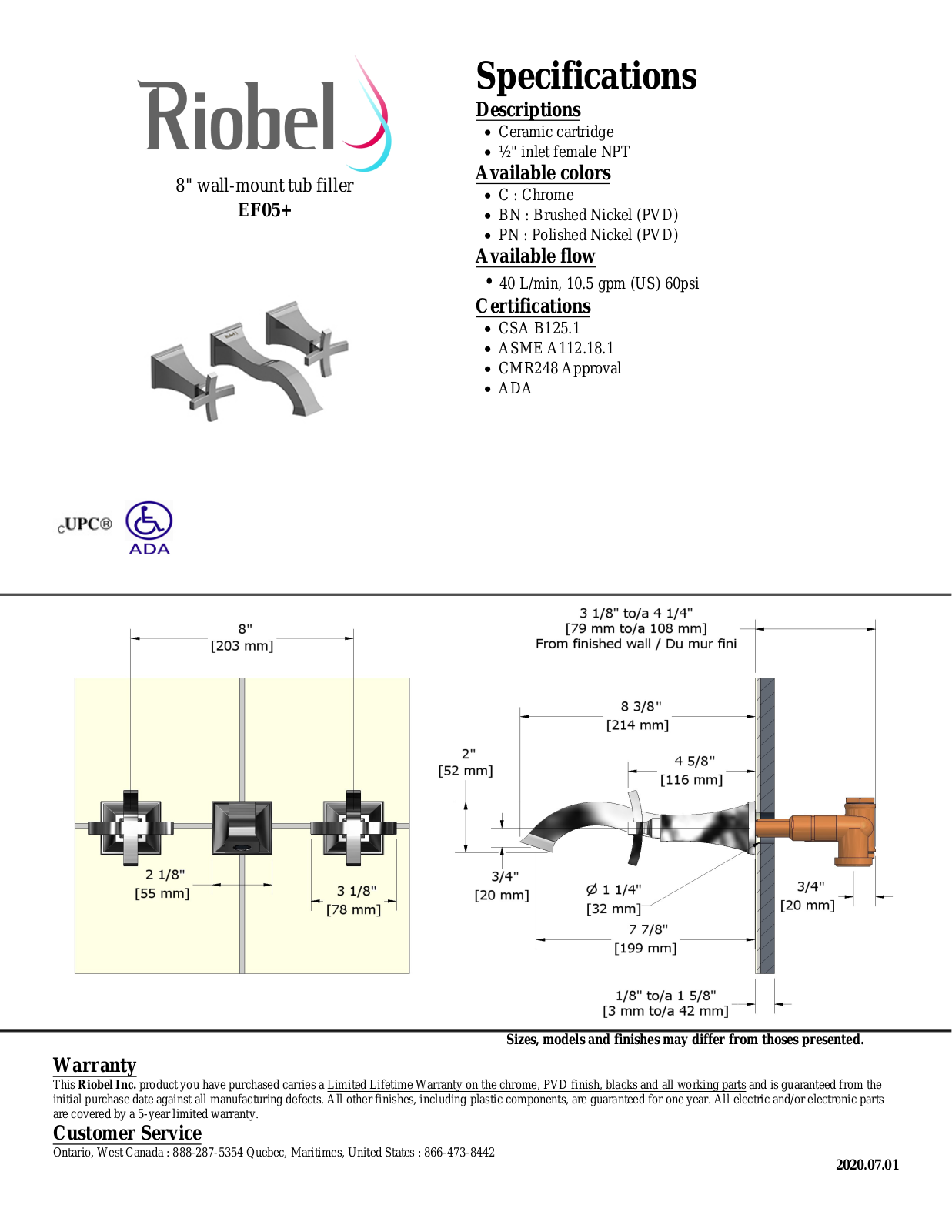 Riobel EF05C Specifications - ManualMachine.com