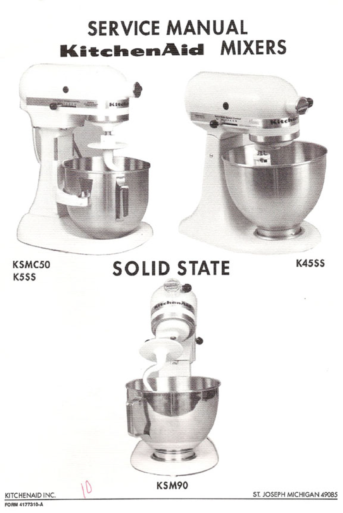 KitchenAid K45SS, KSM90, K5SS, KSMc50 User Manual