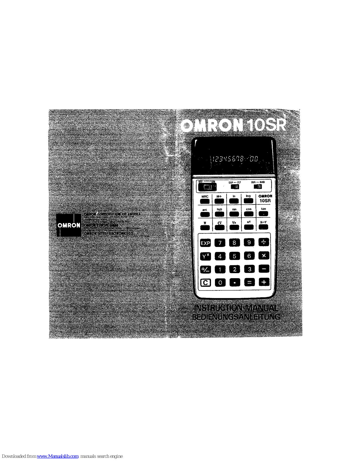 Omron 10SR Instruction Manual