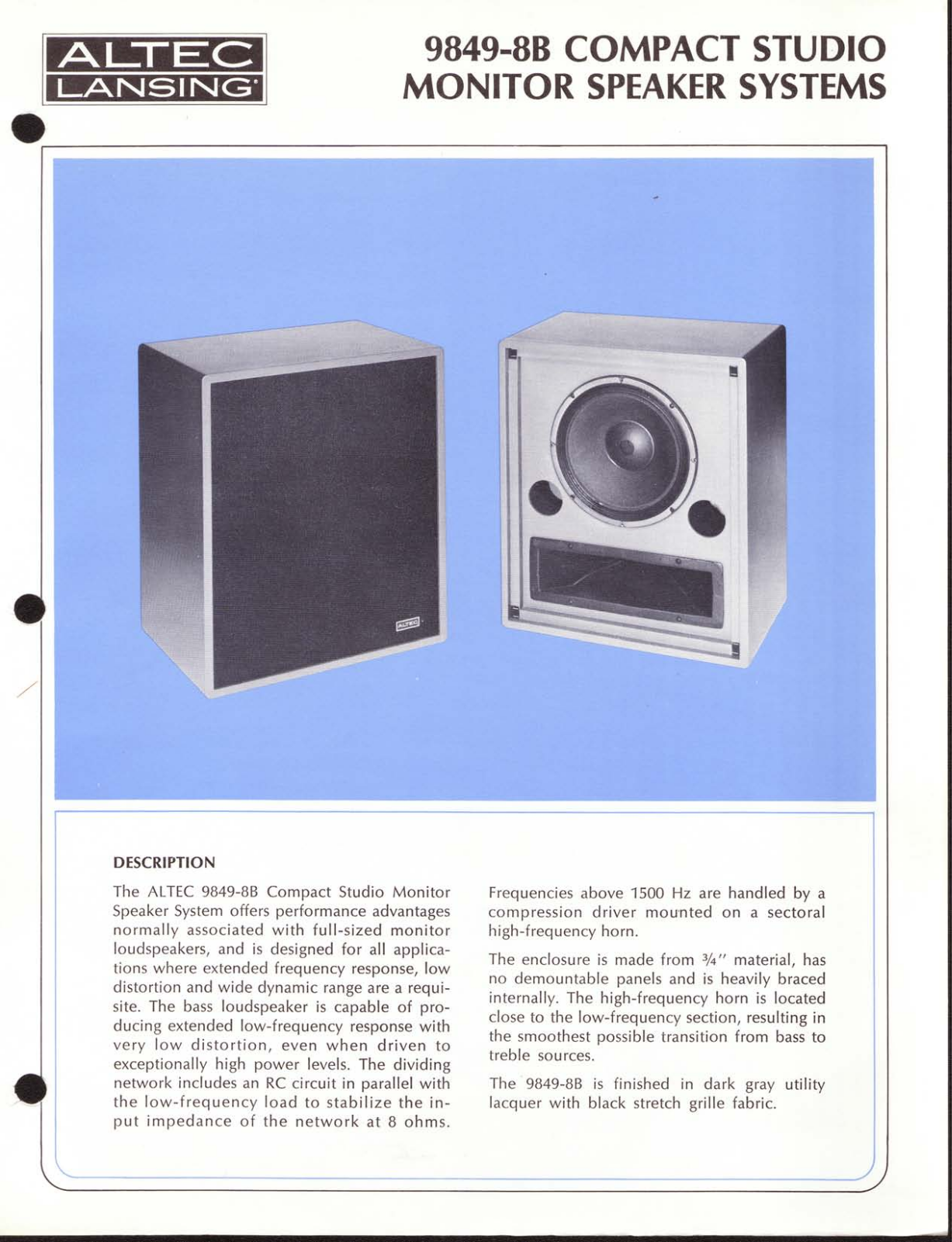 Altec lansing 9849-8B User Manual