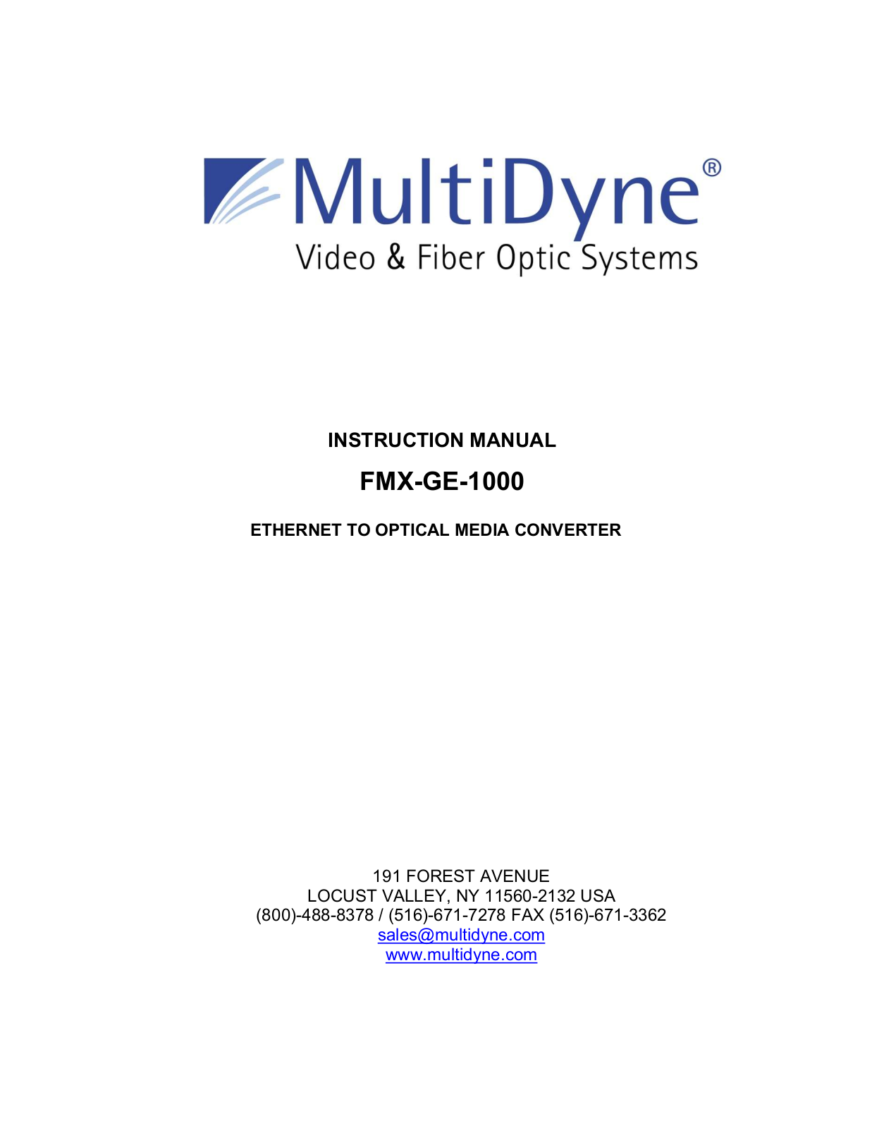 MultiDyne HD-1500 User Manual