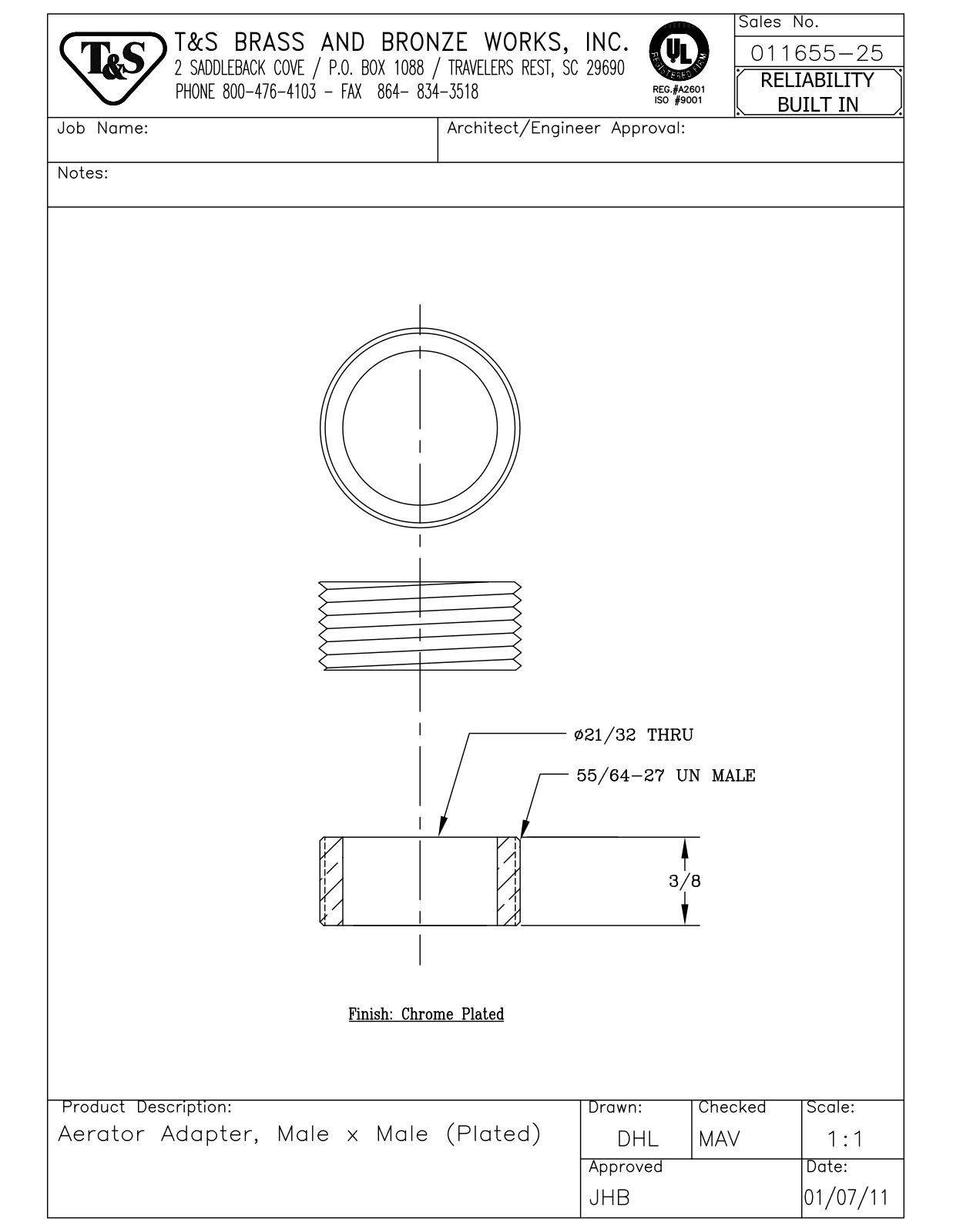 T&S Brass 011655-25 User Manual