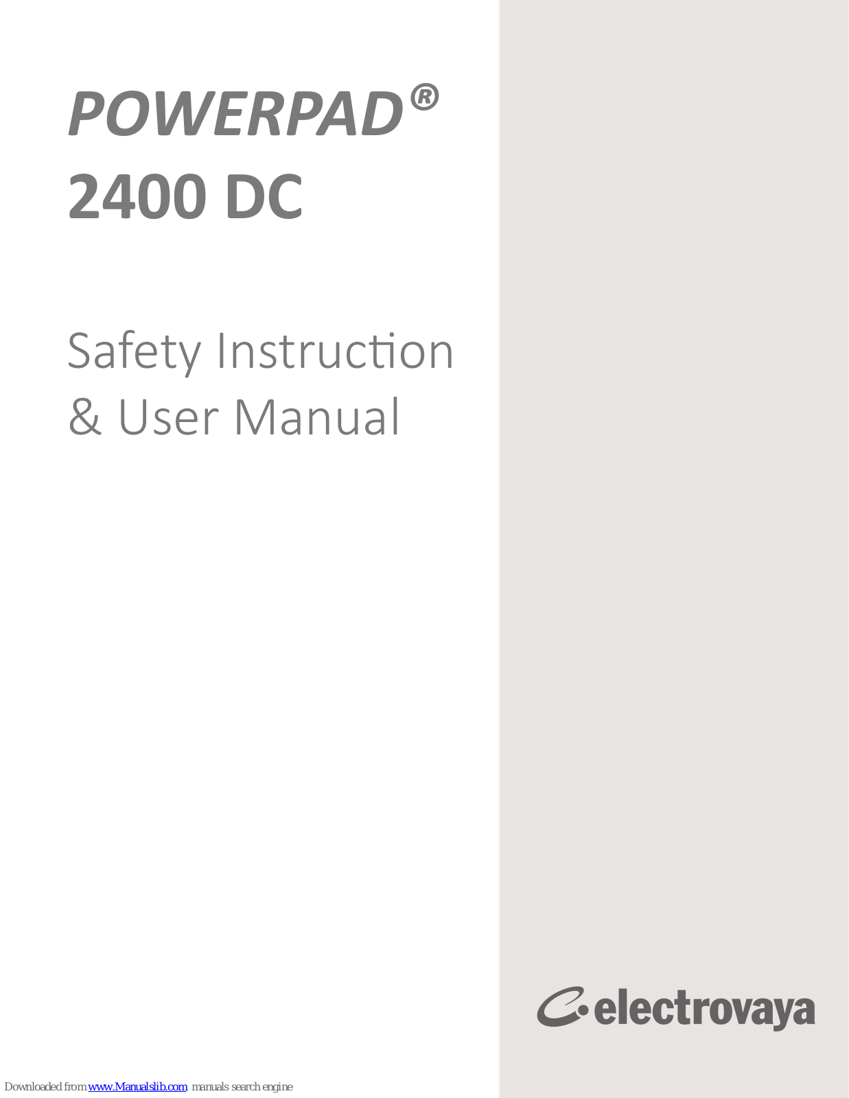 Electrovaya POWERPAD 2400 DC Safety Instruction & User Manual