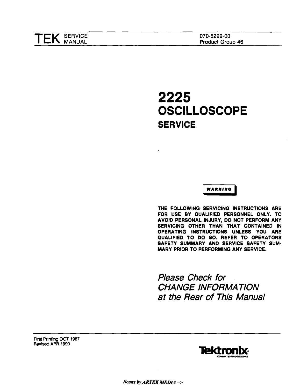 Tektronix 2225 schematic