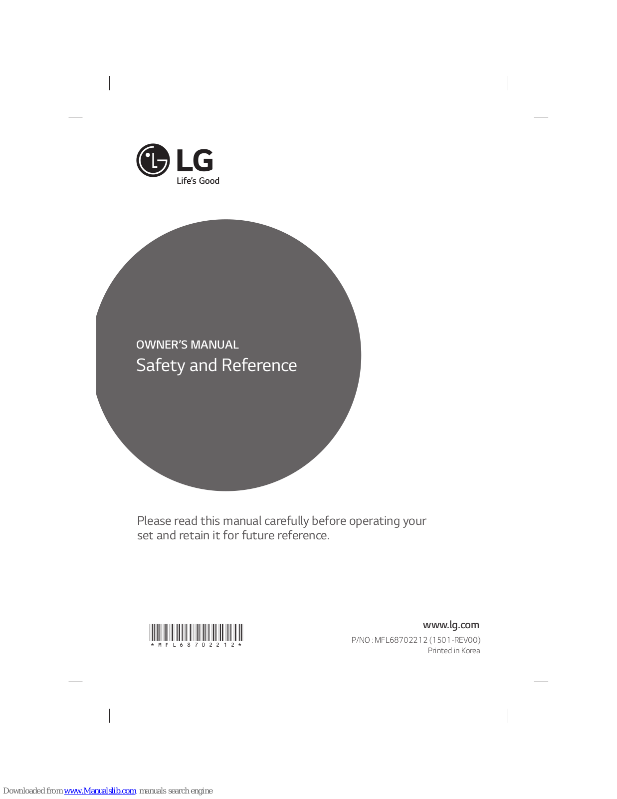 LG MFL68702212, 32LF63 Series, 40LF63 Series, 49LF63 Series, 43LF63 Series Owner's Manual