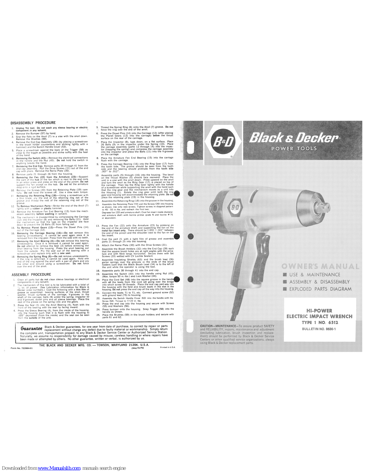 Black & Decker 6512 Owner's Manual