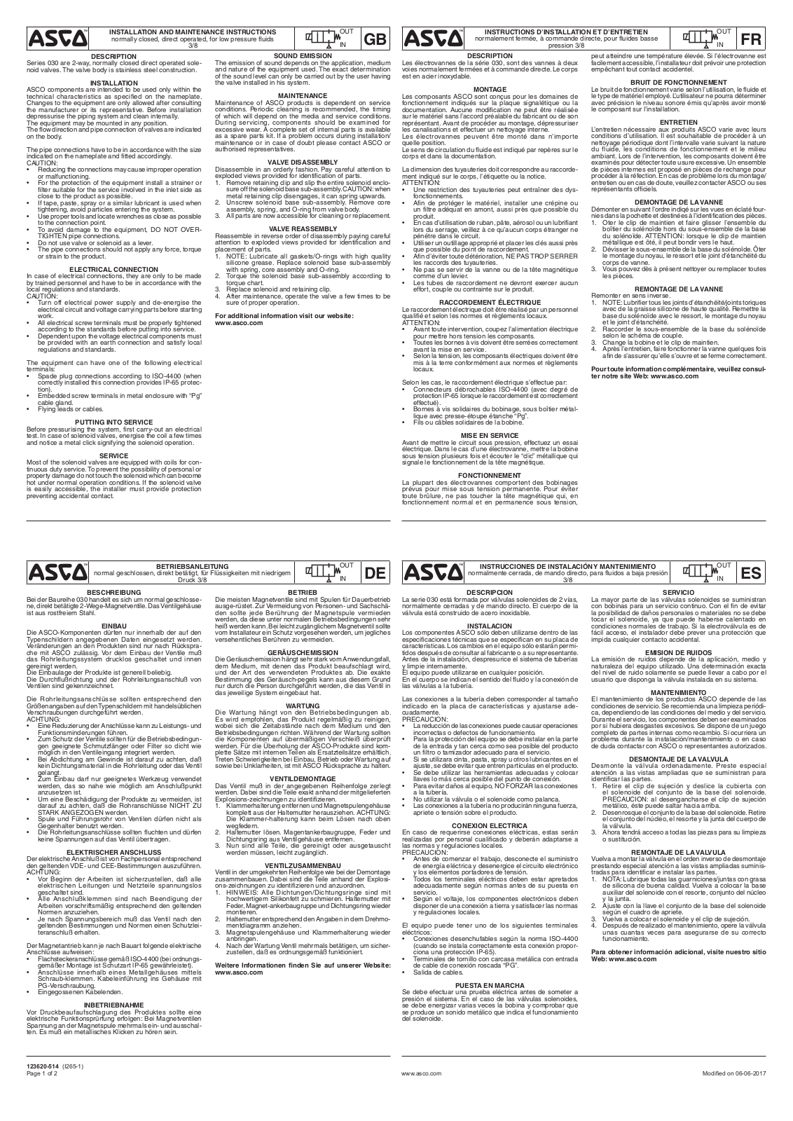 ASCO Series 30 Solenoid Valve 3/8 NPT CM6 Manuals & Guides