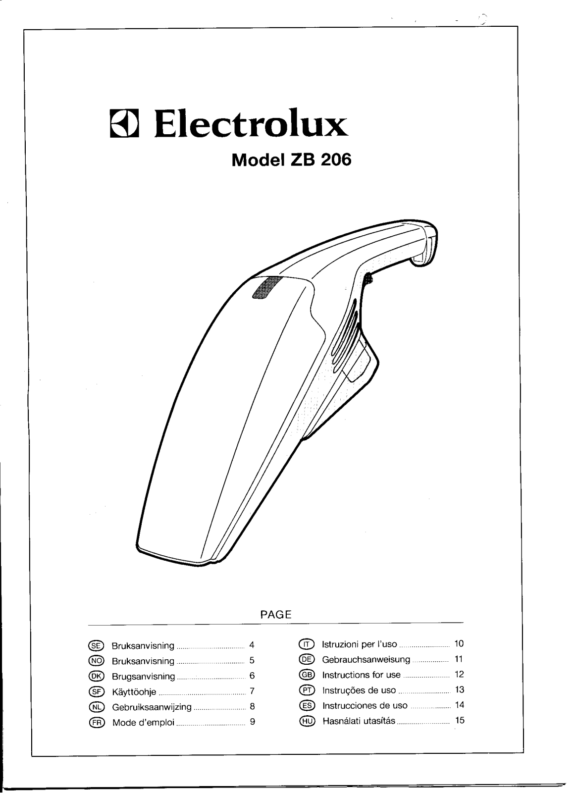 electrolux ZB206 User Manual