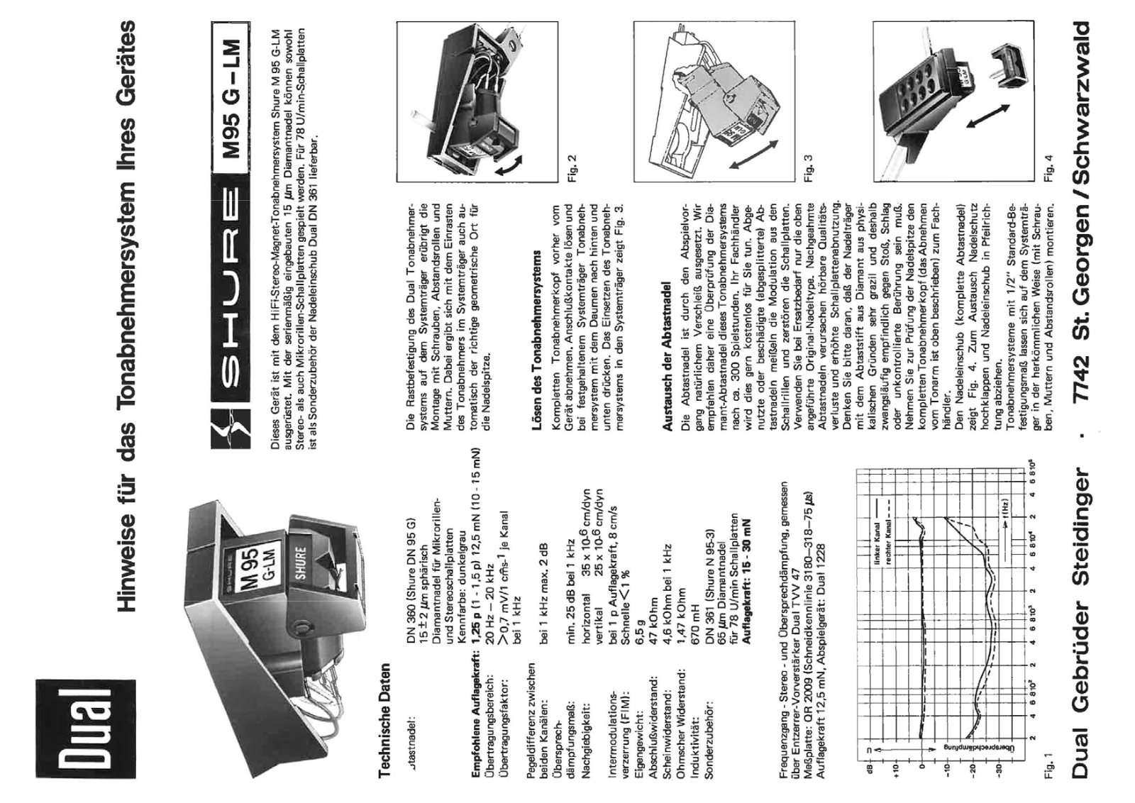 Dual M-95-G-LM Owners Manual