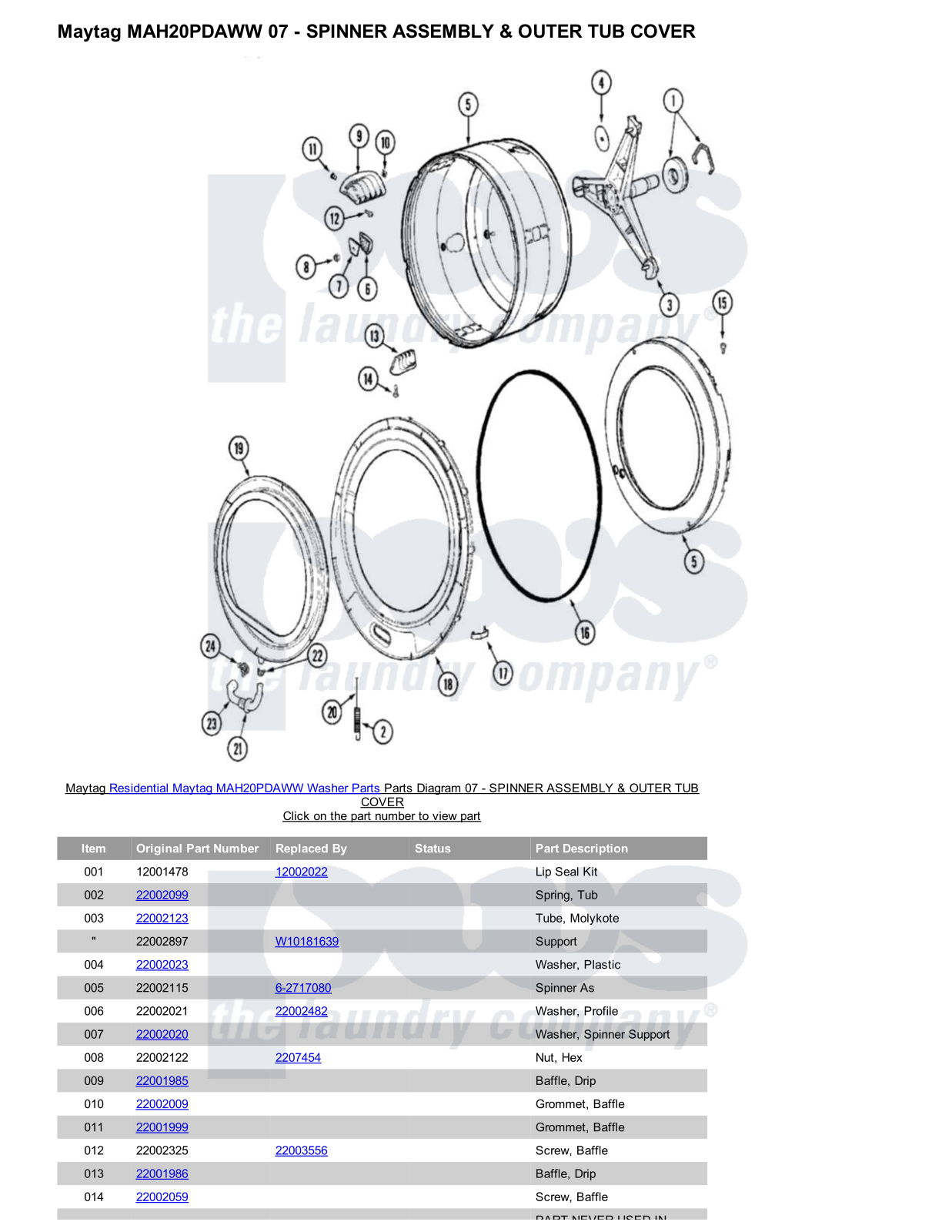 Maytag MAH20PDAWW Parts Diagram