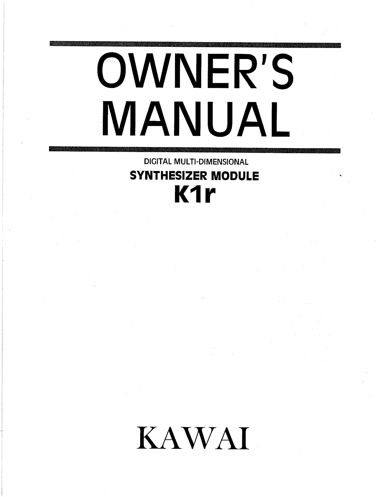 Kawai K1r User Manual