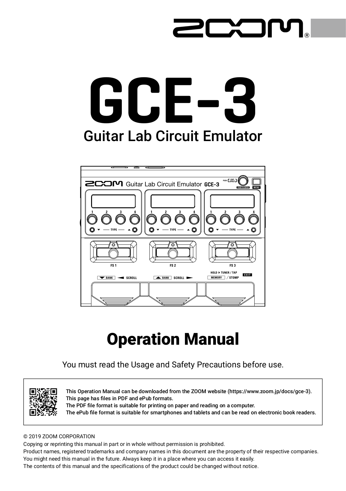 Zoom GCE-3 Operation Manual