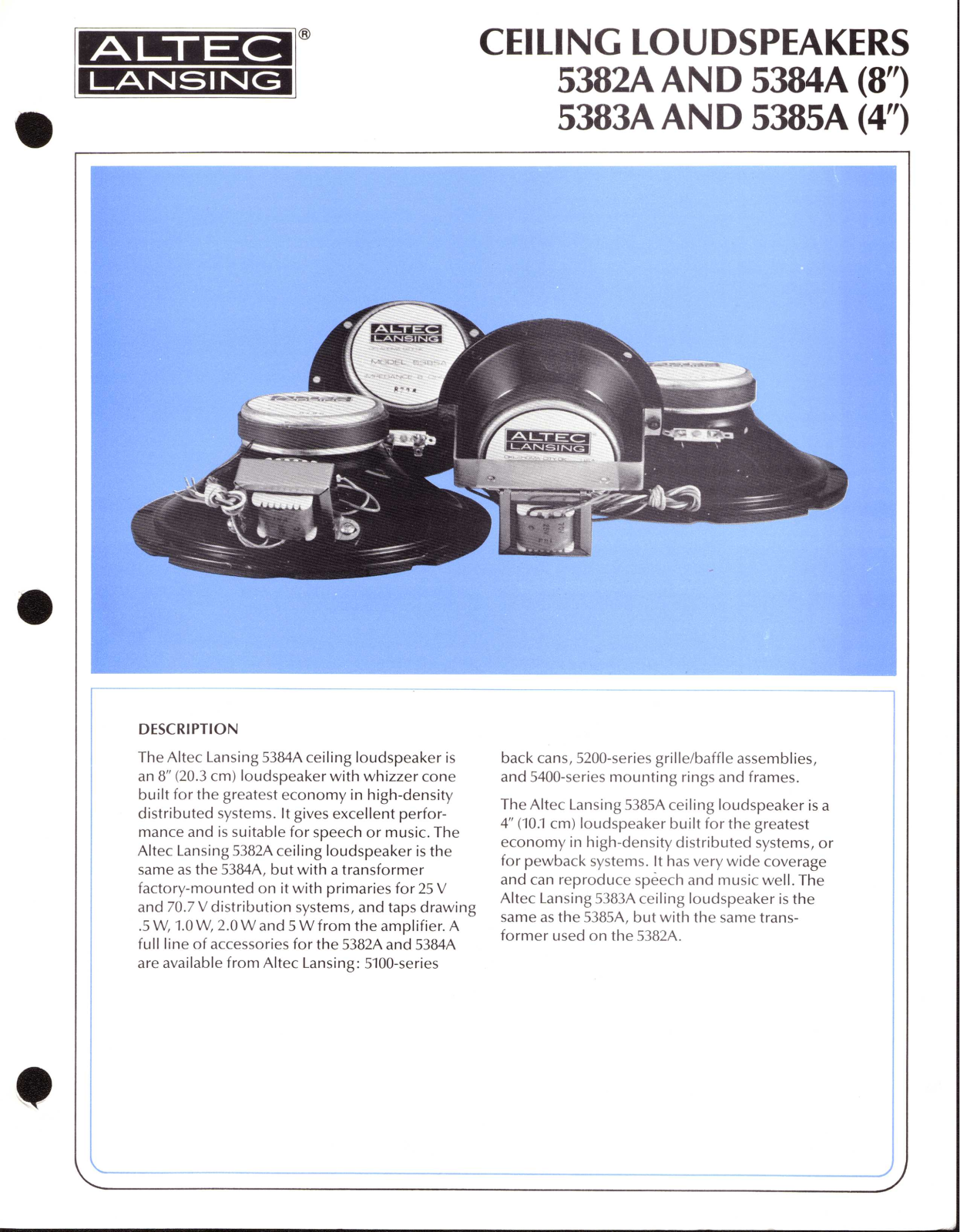 Altec lansing 5382A, 5384A, 5383A, 5385A User Manual