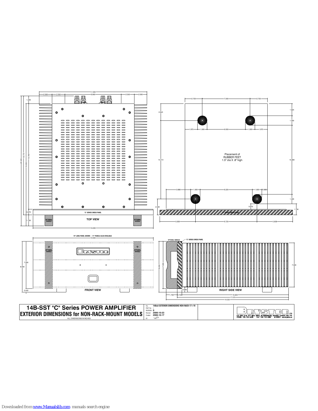 Bryston C Series 14B SST, 14B SST C Series Dimensional Drawing