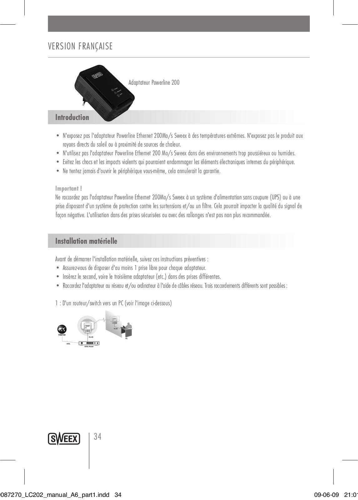 SWEEX LC203 User Manual