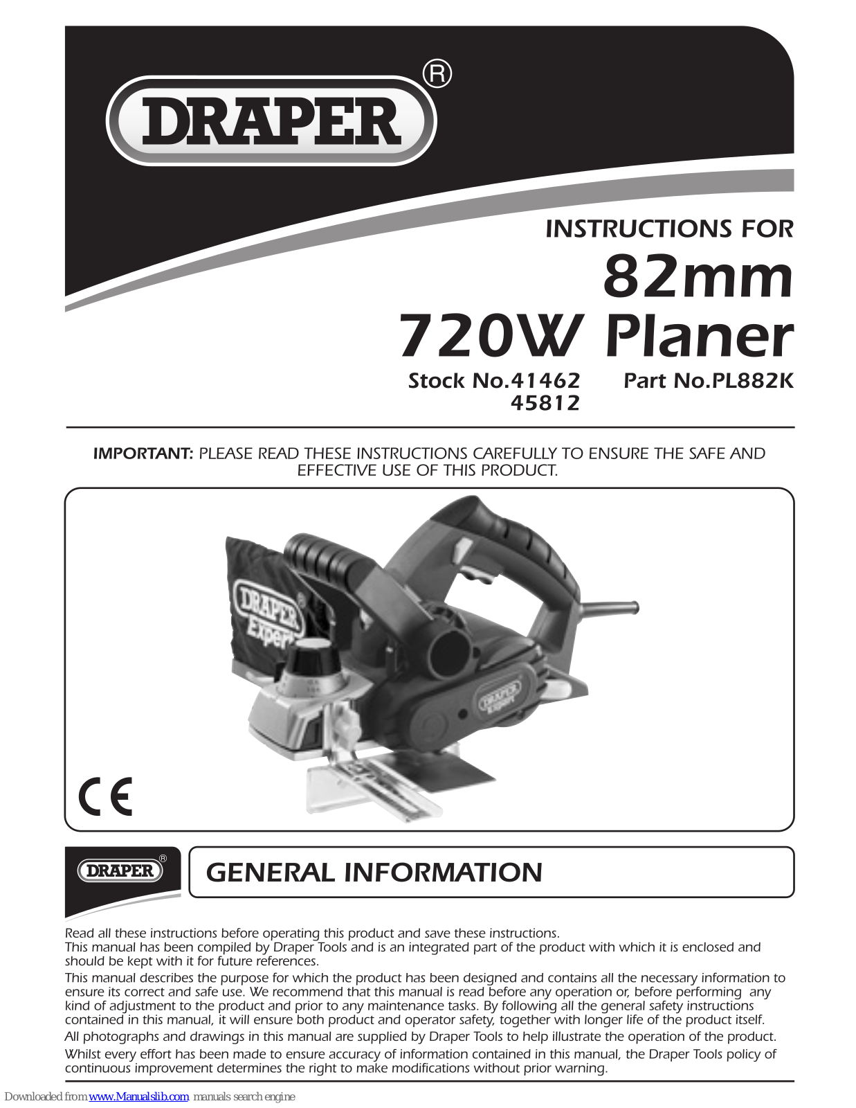 Draper PL882K Instructions Manual - ManualMachine.com