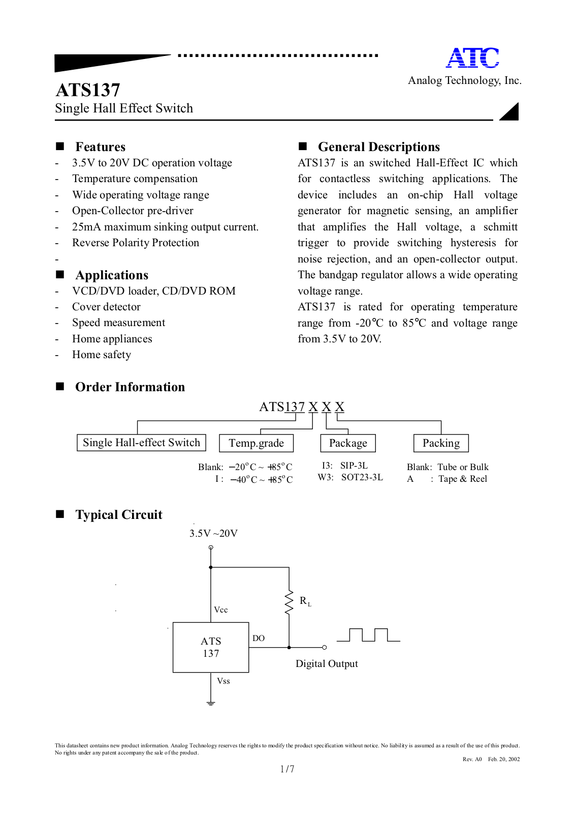 ATC ATS137W3A, ATS137W3, ATS137IW3A, ATS137IW3, ATS137I13A Datasheet