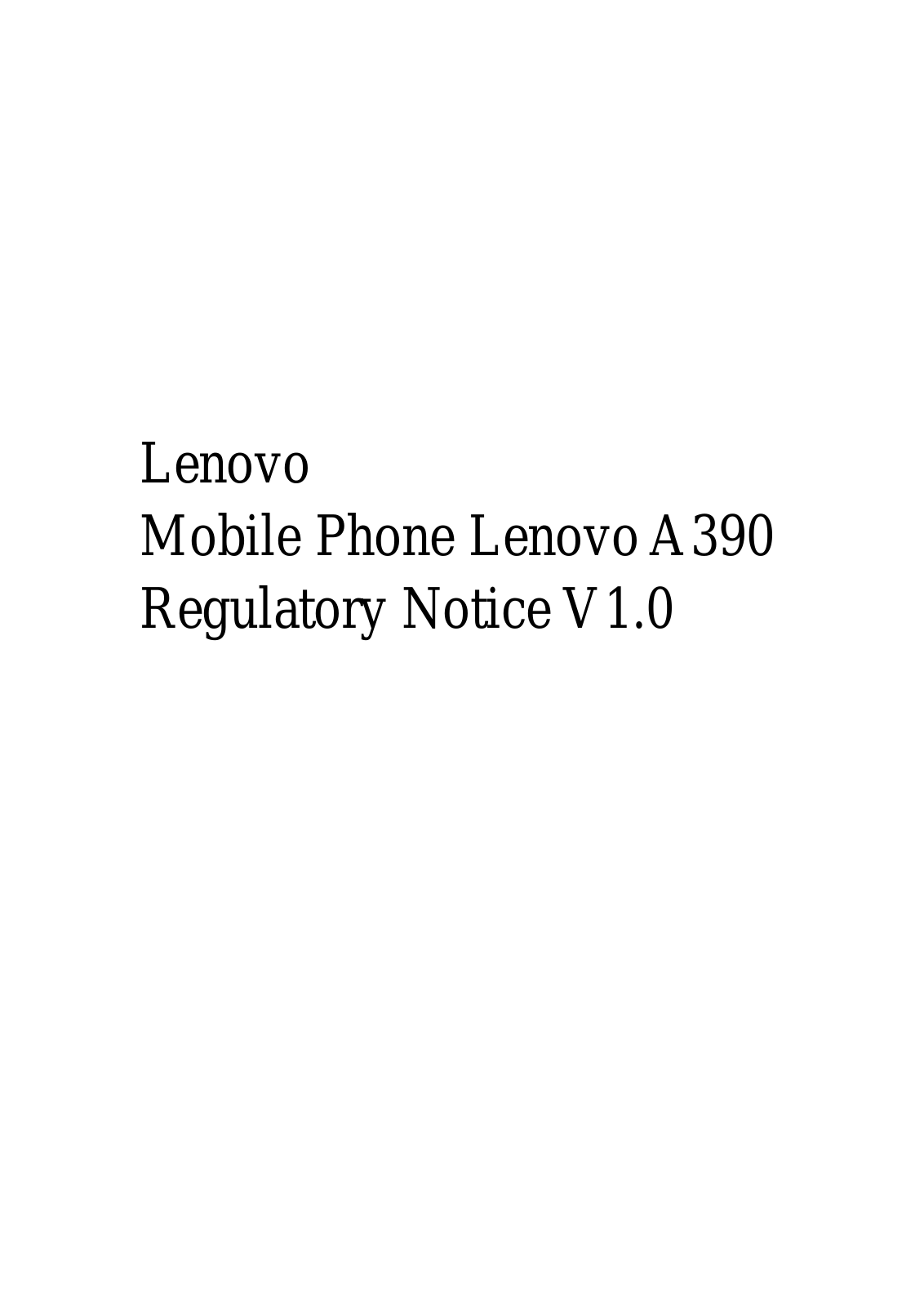 Lenovo A390 User Manual