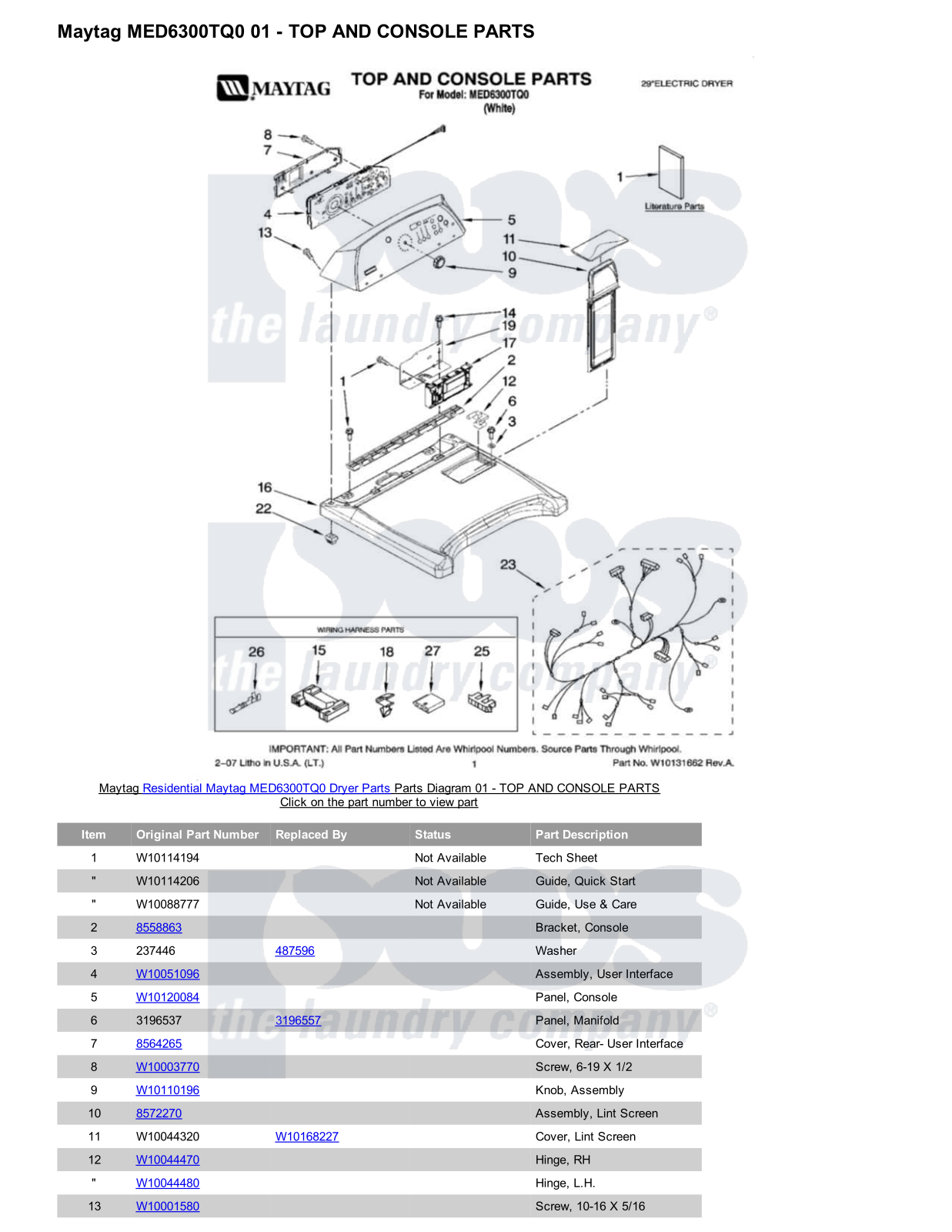 Maytag MED6300TQ0 Parts Diagram