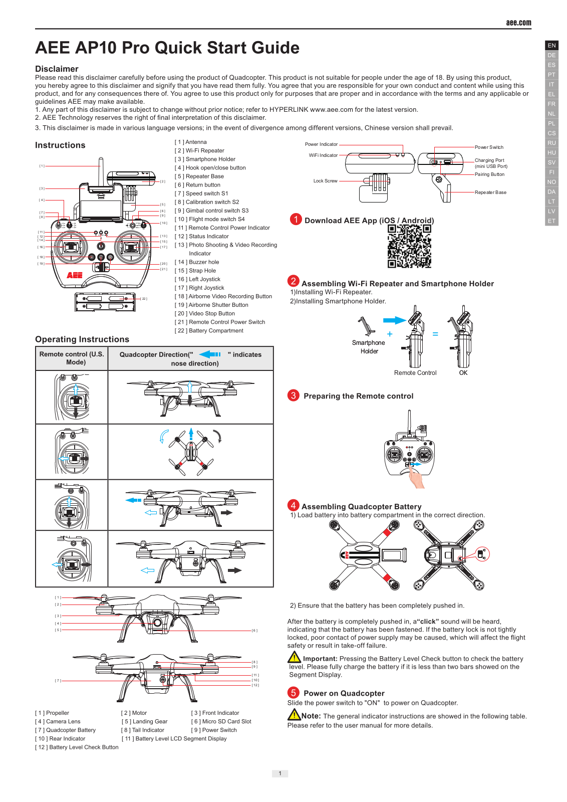 Aee AP10 PRO Quick Start Guide