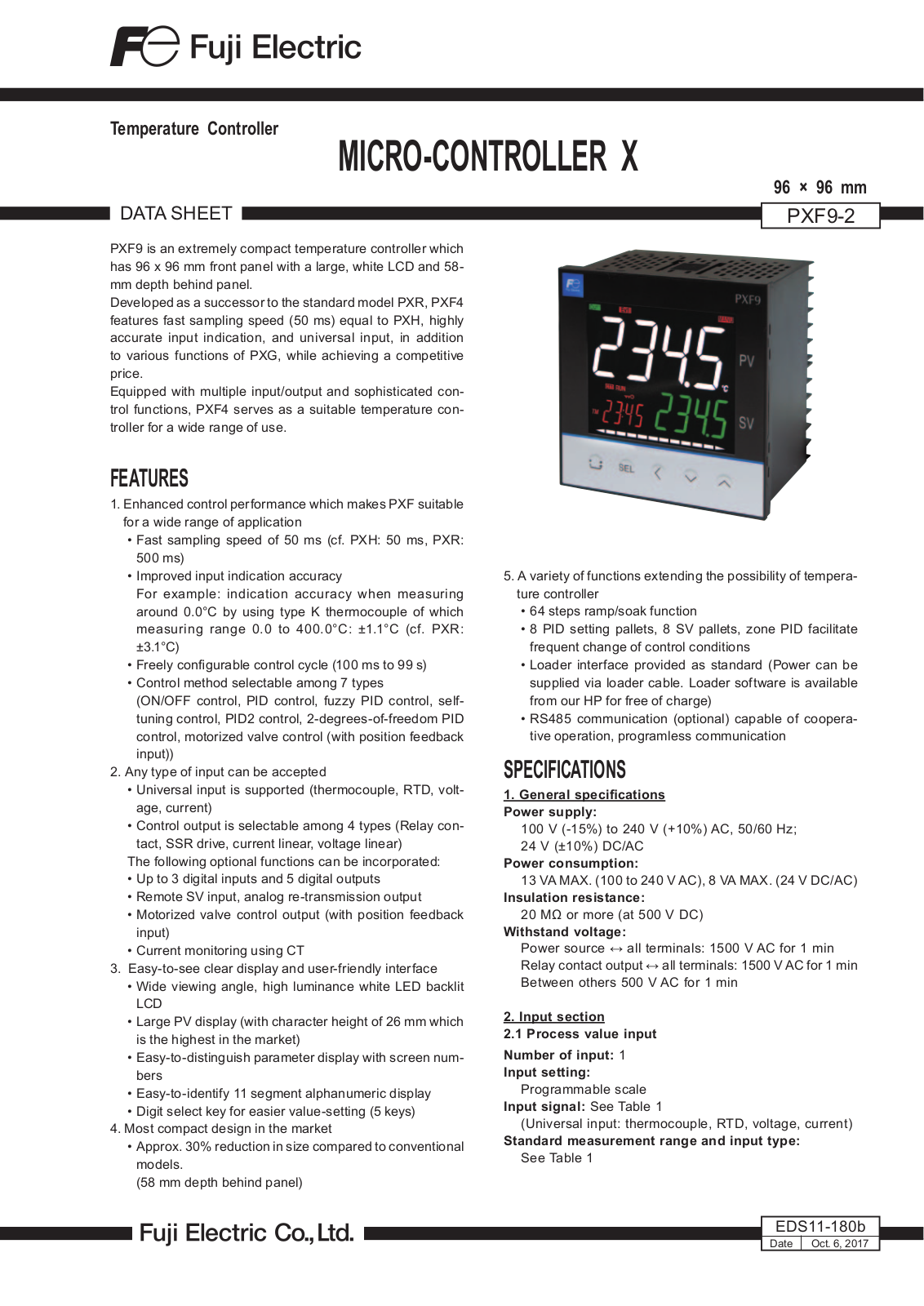 Fuji Electric PXF9 Data sheet