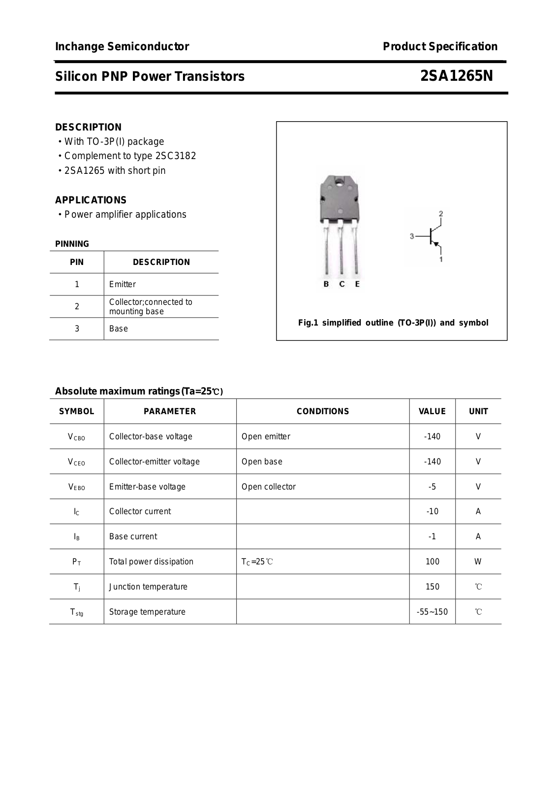 Datasheet 2sa1265n Datasheet - ManualMachine.com