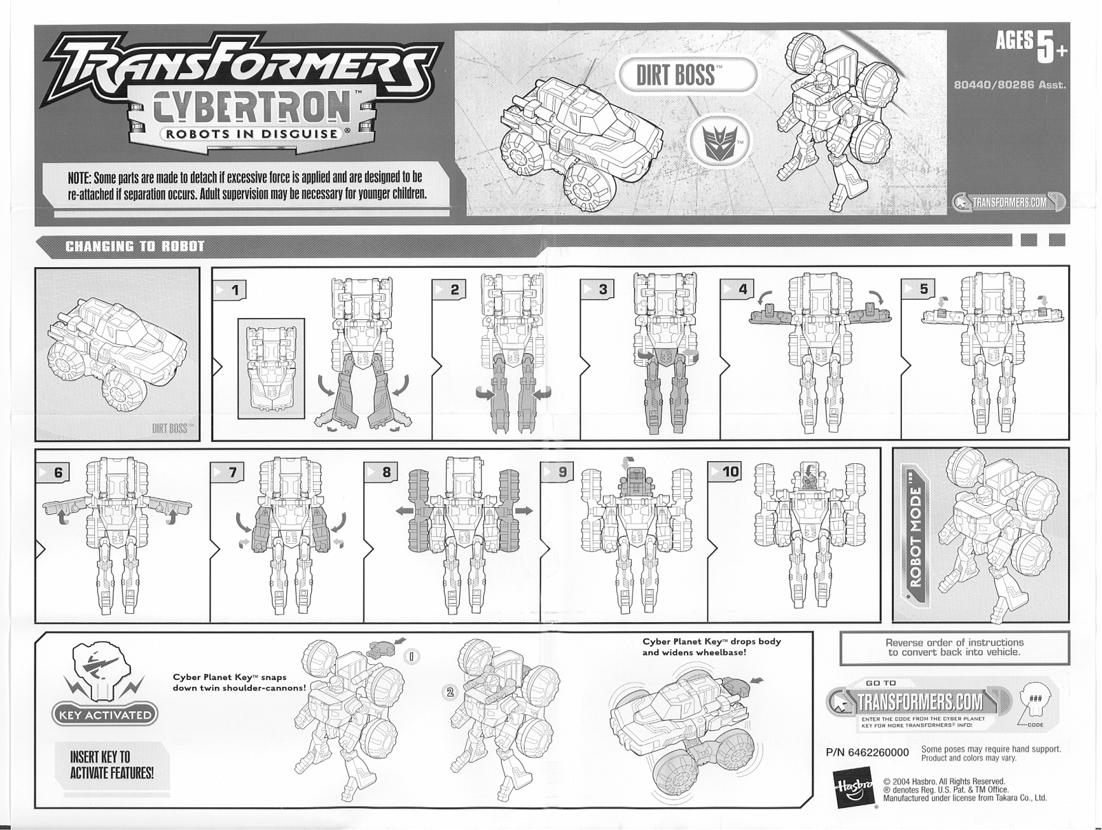 HASBRO Transformers Cybertron Dirt Boss User Manual