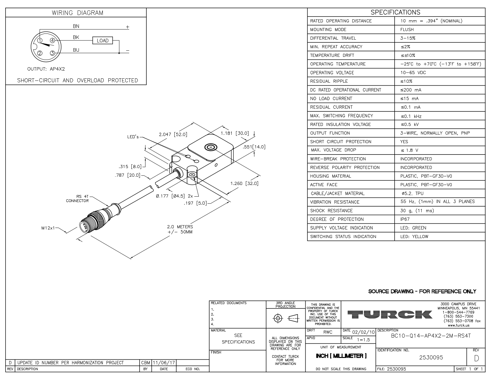 Turck BC10-Q14-AP4X2-2-RS4T Data Sheet