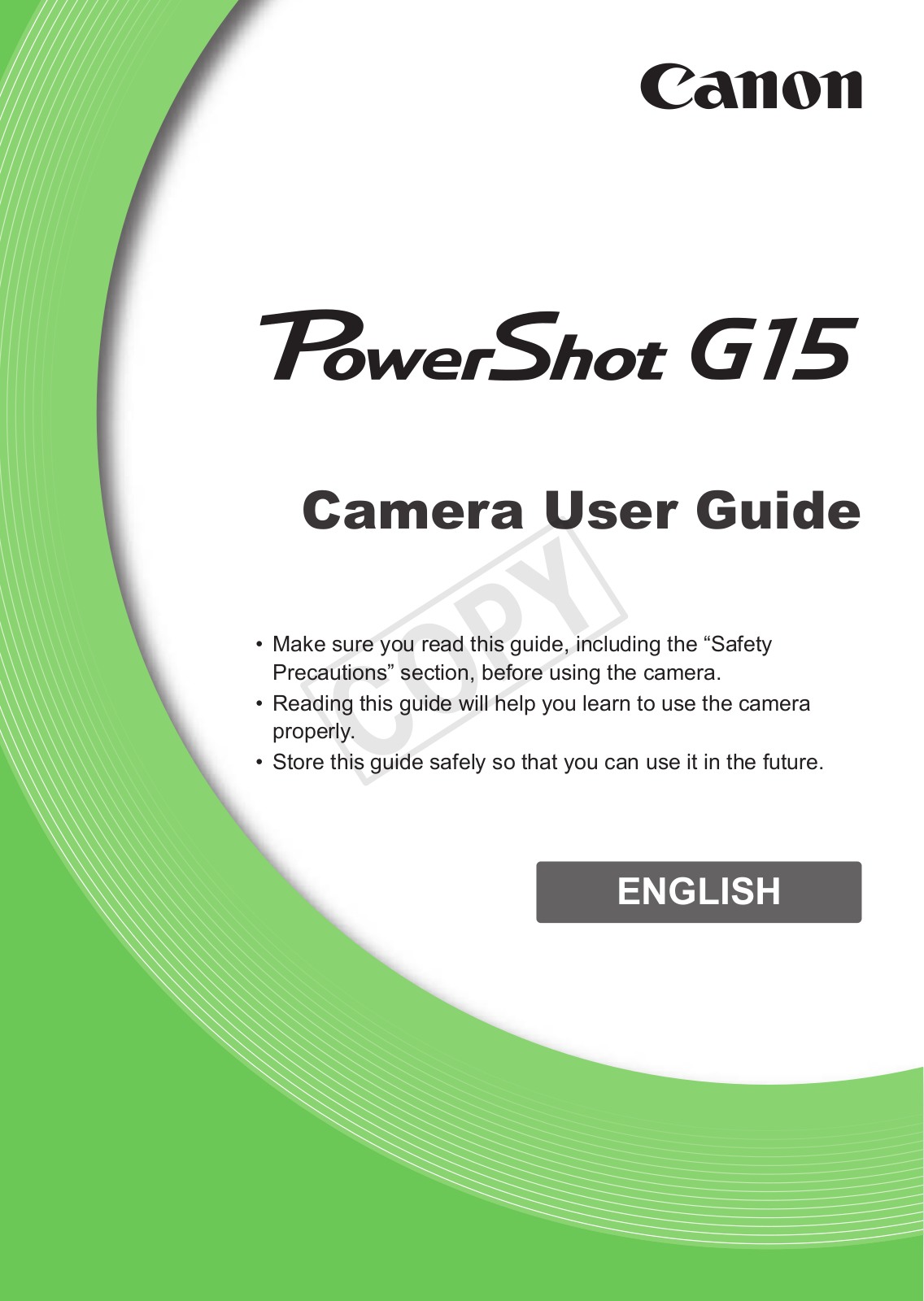 Canon Powershot G15 User Manual