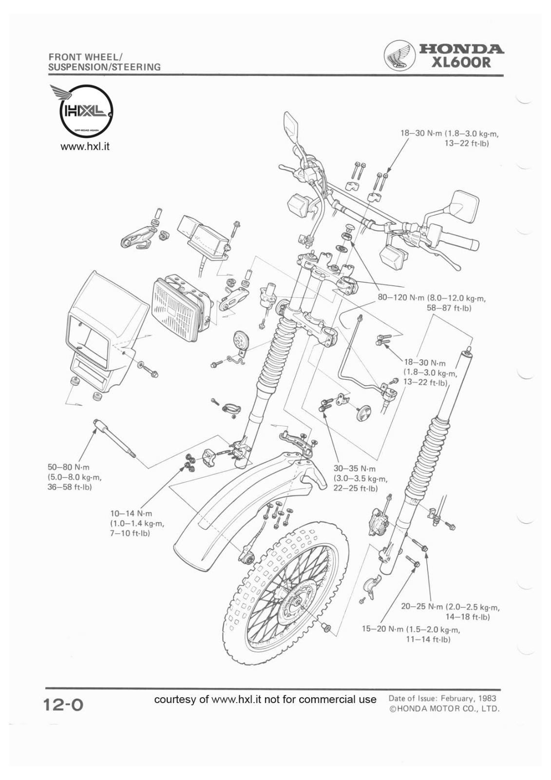 Honda XL600R Service Manual part 12