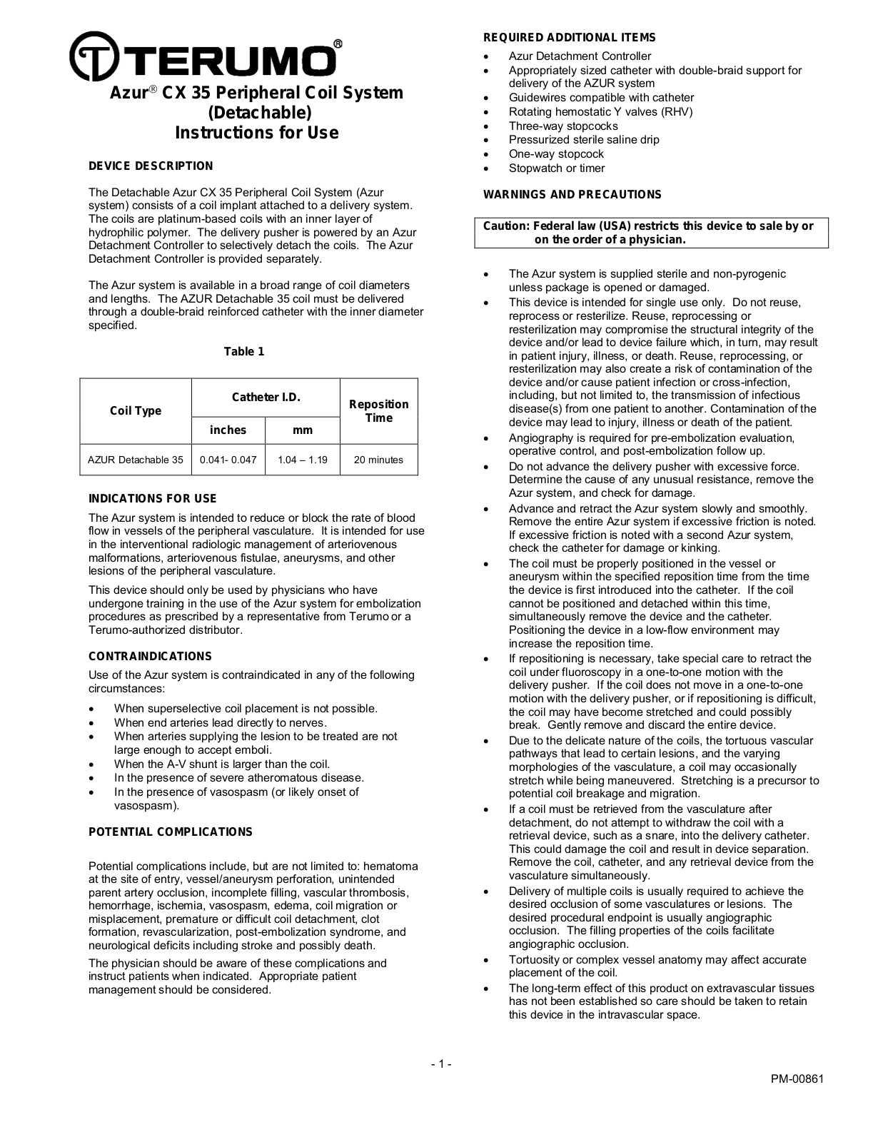 Terumo Azur CX 35 Instructions For Use Manual