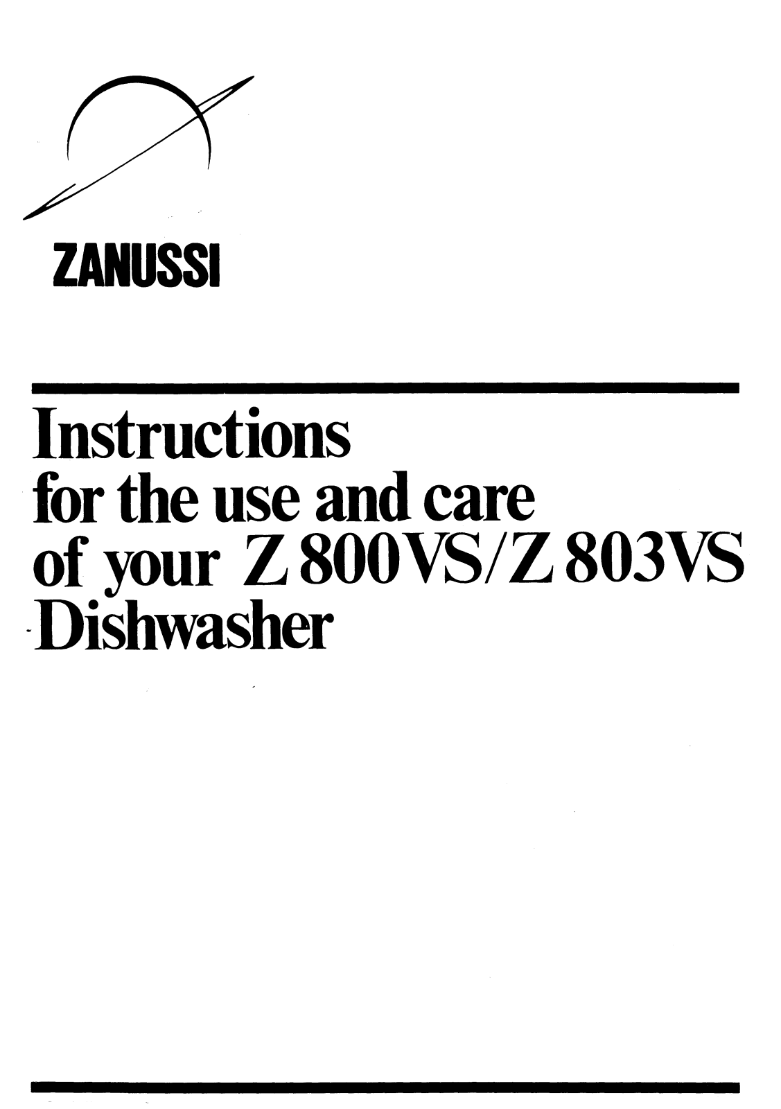 Zanussi Z 803VS, Z 800VS User Manual