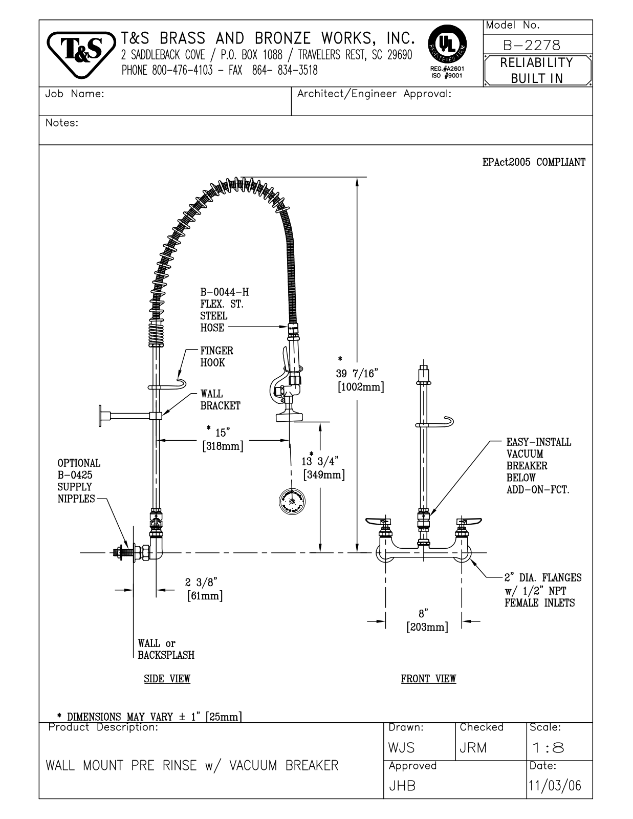 T & S Brass & Bronze Works B-2278 General Manual